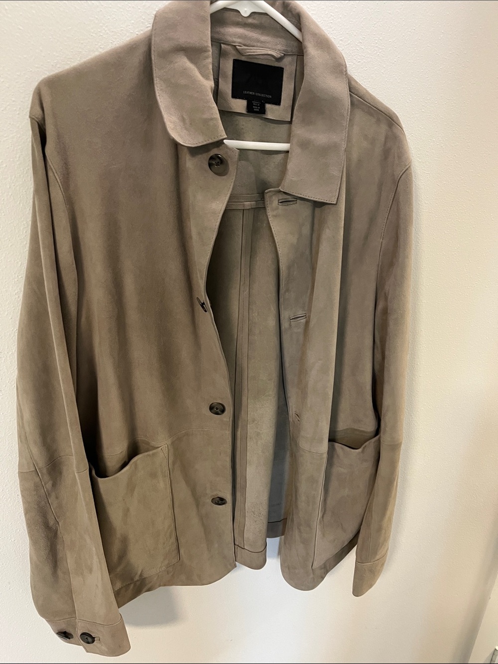 Zara Men's Suede Light Brown Button-Front Shirt Jacket
